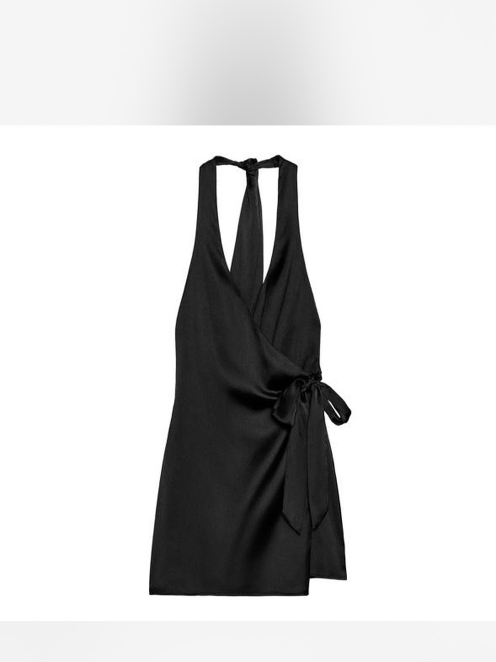 Zara Black Mini Wrap Halter Dress